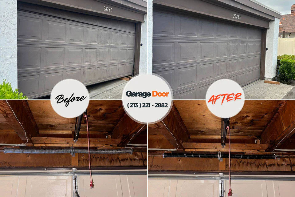 Before and after: garage door repair Everman, TX